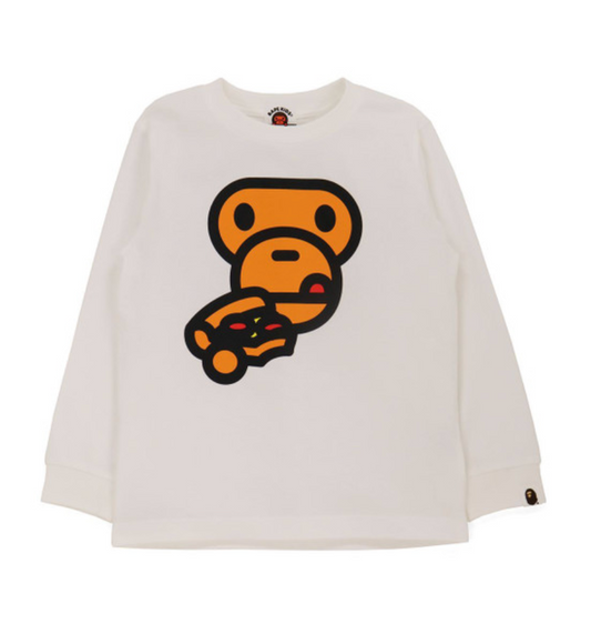 Bape Kids Milo Pizza L/S Tee White Size 130 K