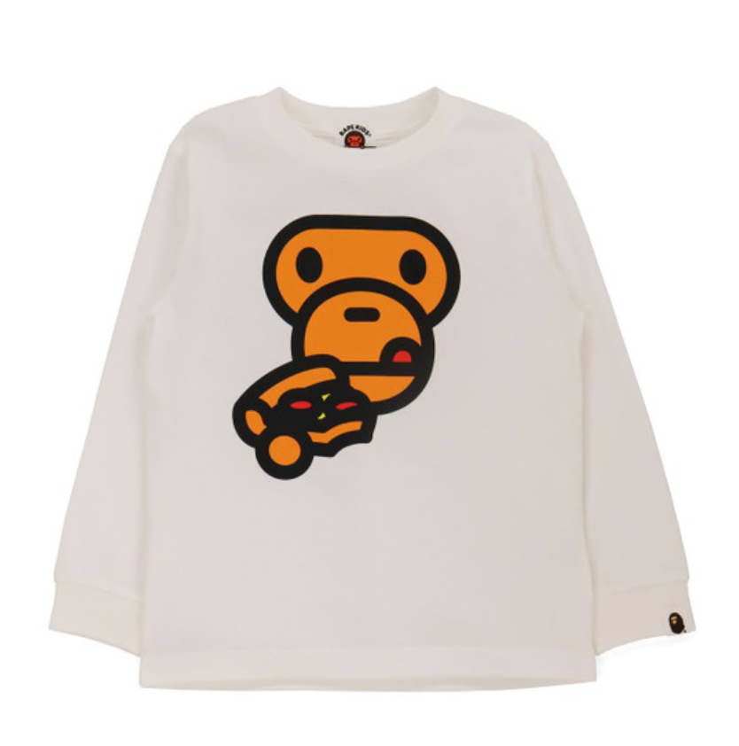 Bape Kids Milo Pizza L/S Tee White Size 110 K