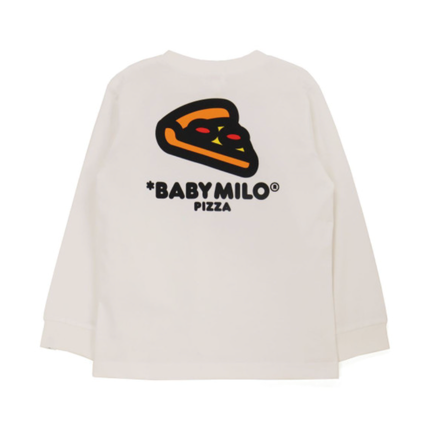 Bape Kids Milo Pizza L/S Tee White Size 110 K