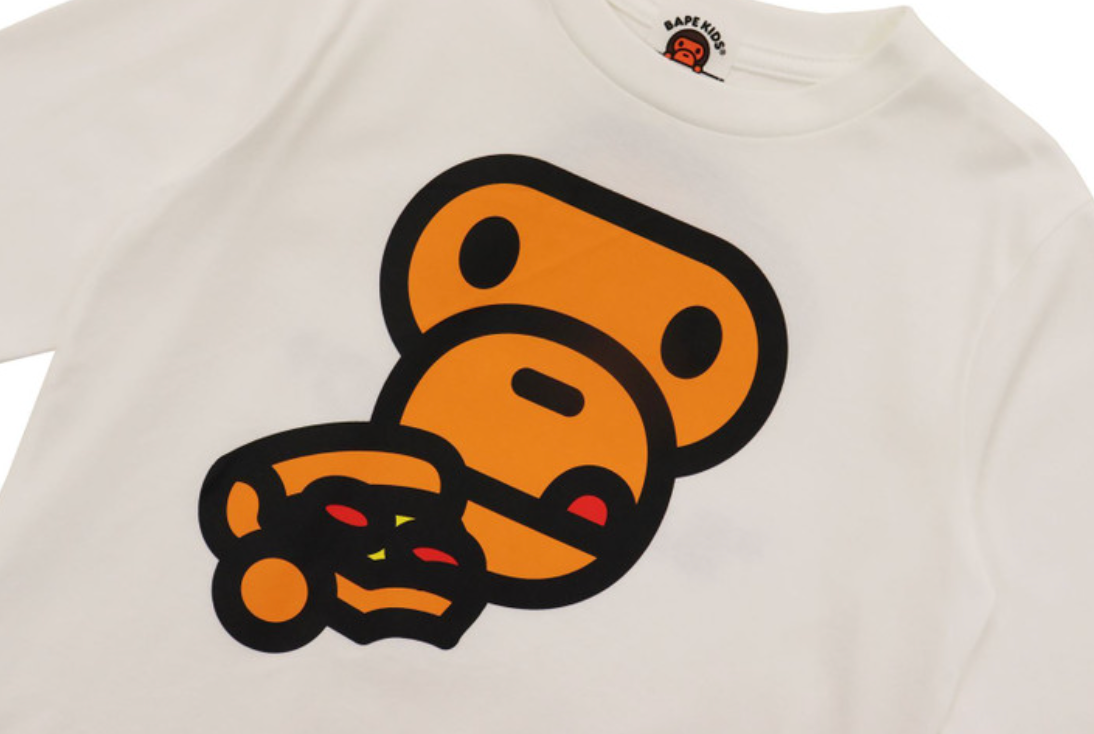 Bape Kids Milo Pizza L/S Tee White Size 110 K