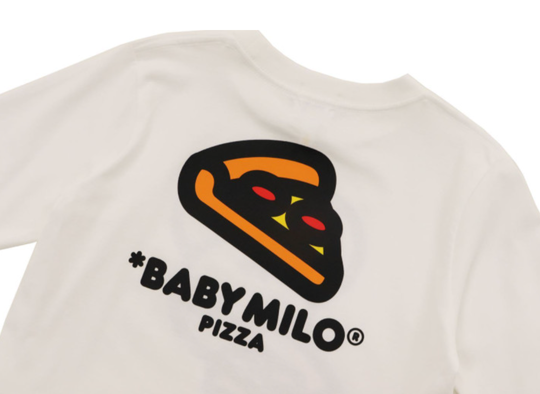 Bape Kids Milo Pizza L/S Tee White Size 110 K