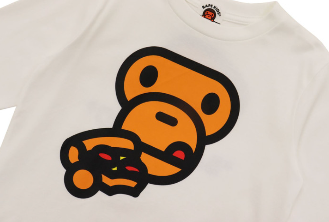Bape Kids Milo Pizza L/S Tee White Size 130 K