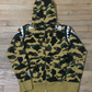 Bape Kids 1st Camo Green Shark Shoulder Zip-Up Hoodie Size 90