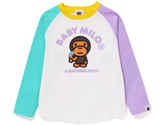 Bape Kids Baby Milo Donuts Raglan L/S Tee White Size 130 K