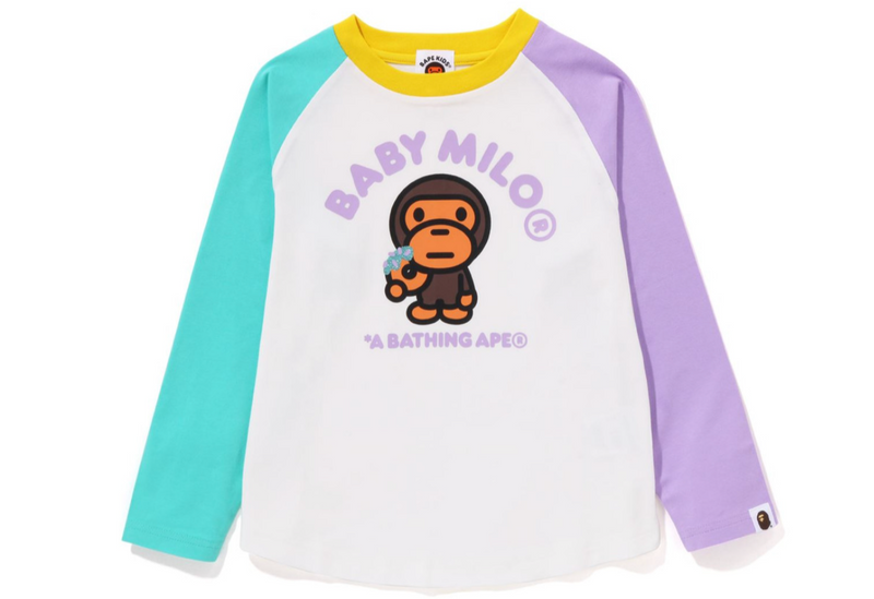Bape Kids Baby Milo Donuts Raglan L/S Tee White Size 120 K