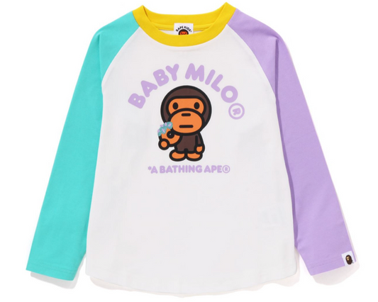 Bape Kids Baby Milo Donuts Raglan L/S Tee White Size 100 K