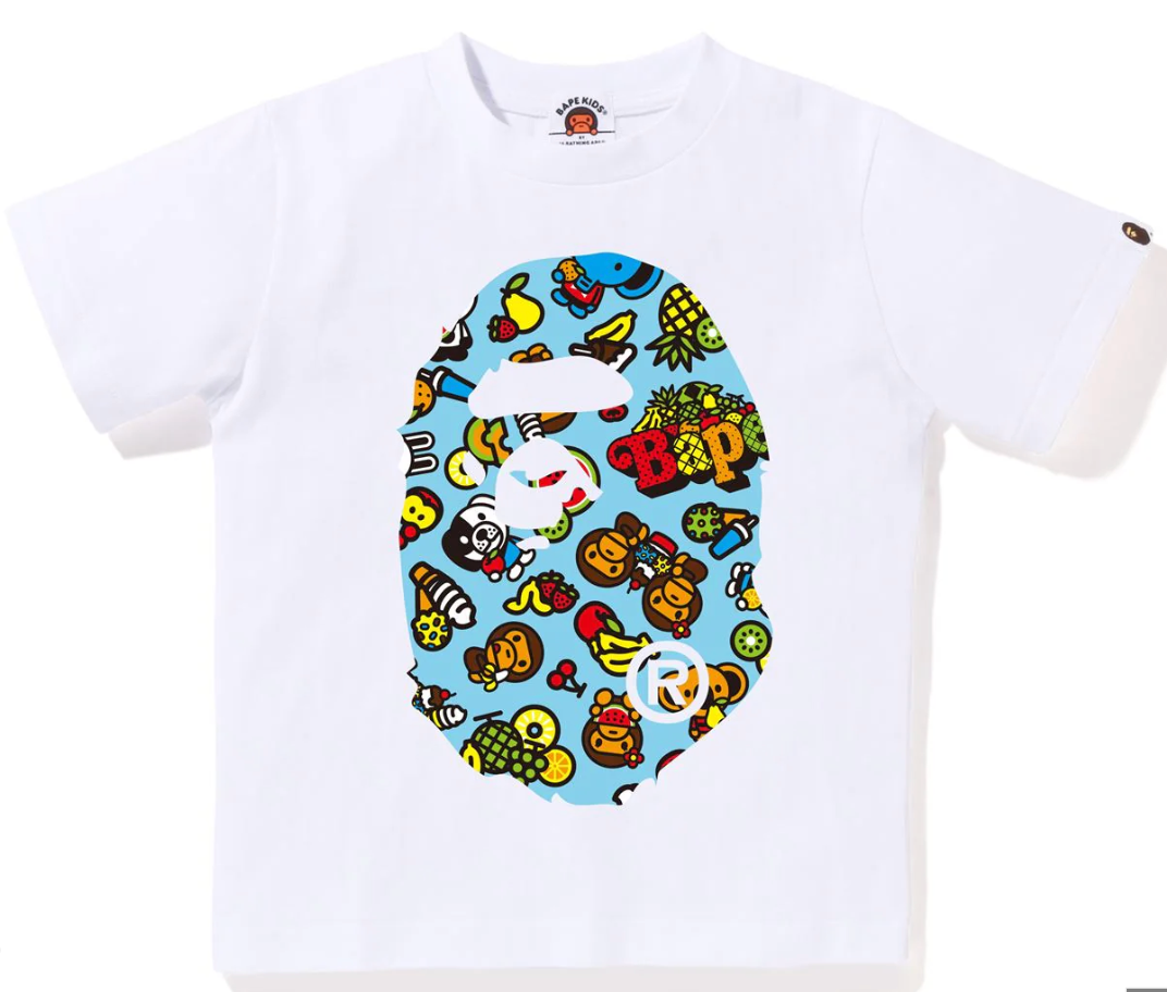 Bape Kids Baby Milo Mixed Fruit Big Ape Head Tee White Size 140K