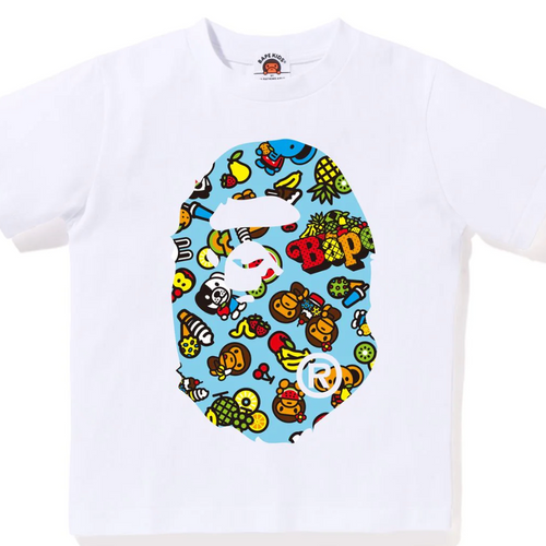 Bape Kids Baby Milo Mixed Fruit Big Ape Head Tee White Size 140K