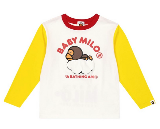 Bape Kids Baby Milo Sleep On Cloud L/S Tee White Size 110 K