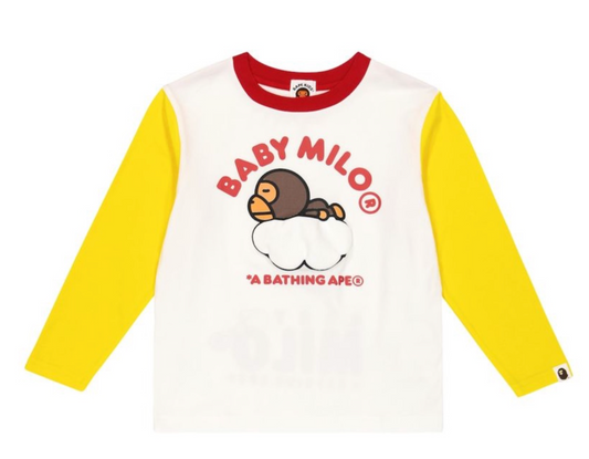 Bape Kids Baby Milo Sleep On Cloud L/S Tee White Size 100 K