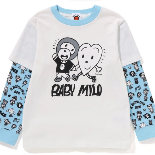 Bape Kids X Chocomoo Milo Friends Layered L/S Shirt White Size 100 K