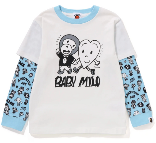 Bape Kids X Chocomoo Milo Friends Layered L/S Shirt White Size 110 K