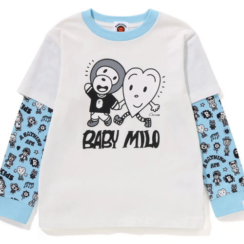 Bape Kids X Chocomoo Milo Friends Layered L/S Shirt White Size 110 K