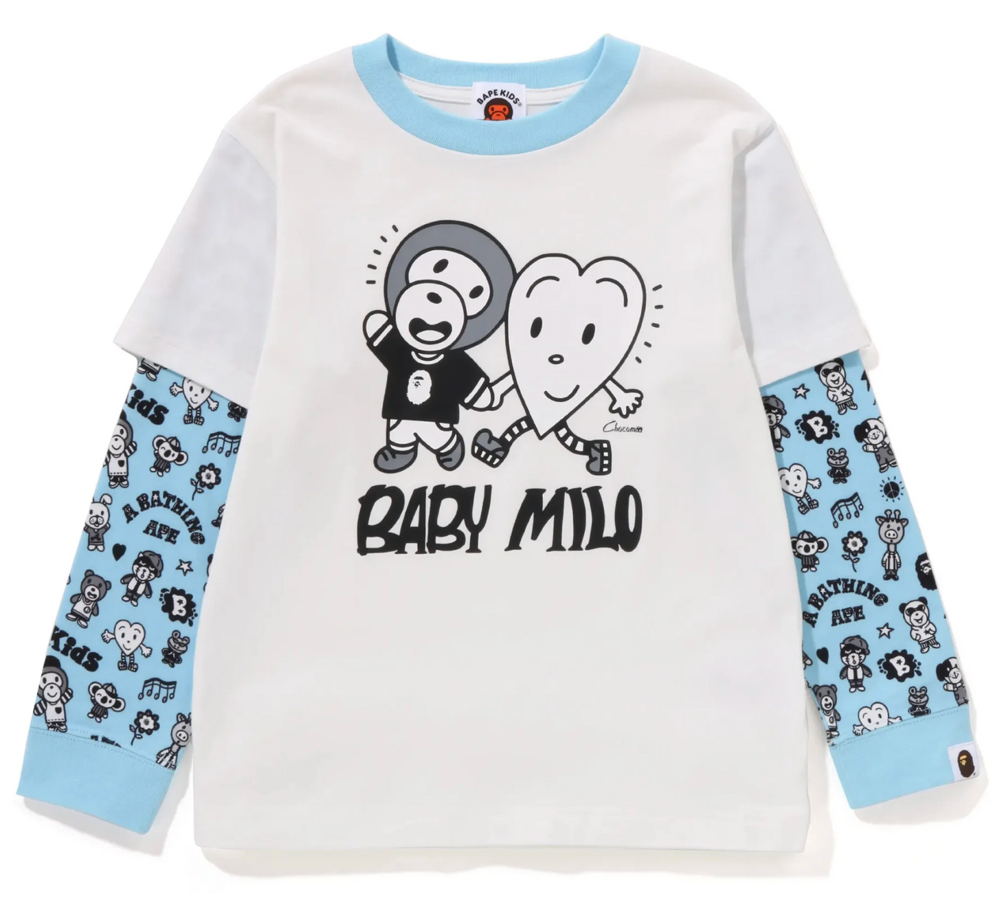 Bape Kids X Chocomoo Milo Friends Layered L/S Shirt White Size 120 K