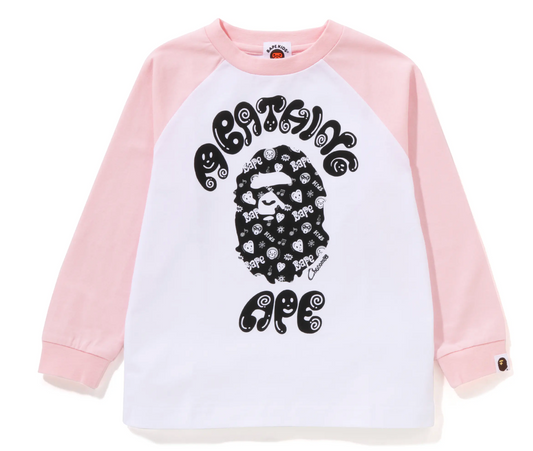 Bape Kids x Chocomoo College L/S Tee White Pink Size 130 K