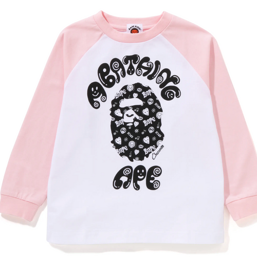 Bape Kids x Chocomoo College L/S Tee White Pink Size 130 K