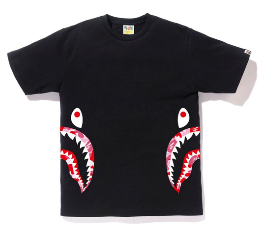 Bape Kids ABC Camo Side Shark Tee Black & Pink Size 130K