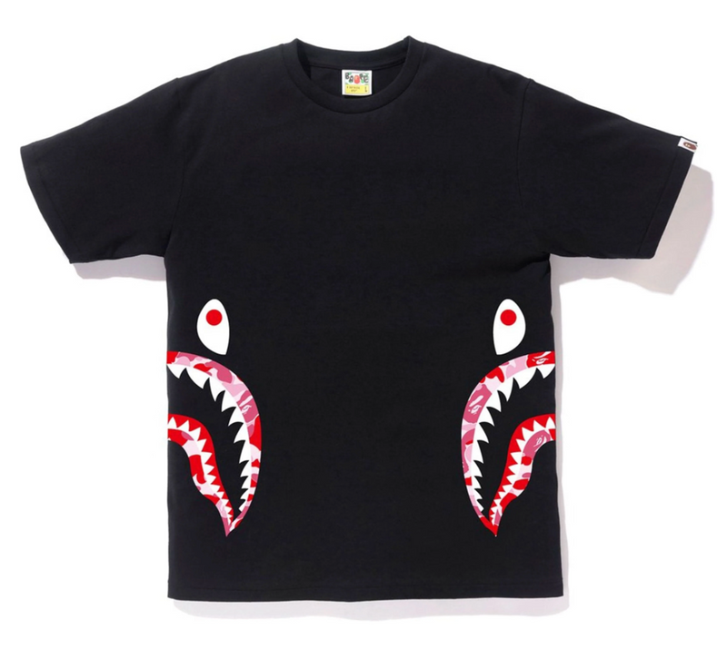 Bape Kids ABC Camo Side Shark Tee Black & Pink Size 130K