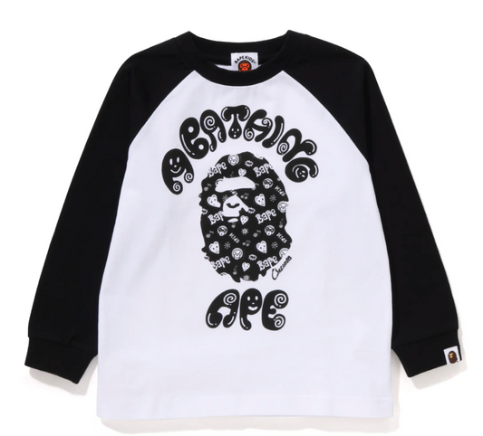 Bape Kids X Chocomoo College L/S Tee Black White Shirt Size 110 K
