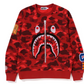 BAPE Color Camo Embroidery Shark Red Crewneck Large