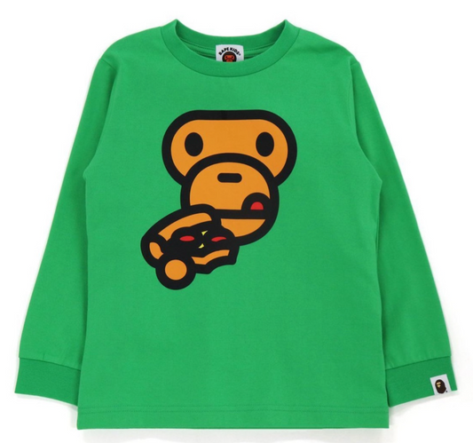 Bape Kids Baby Milo Pizza L/S Tee Green Size 130 K