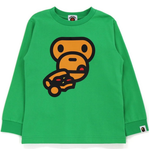 Bape Kids Baby Milo Pizza L/S Tee Green Size 110 K