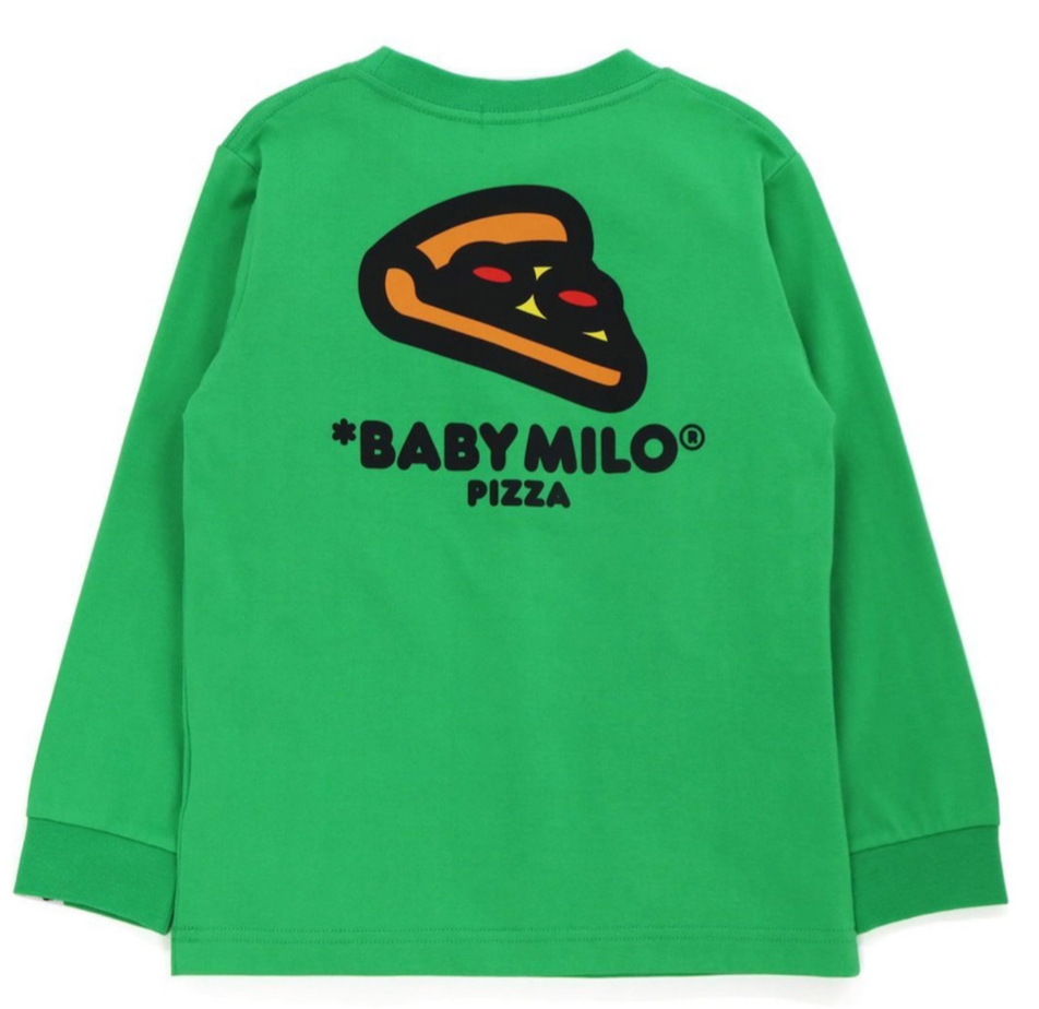 Bape Kids Baby Milo Pizza L/S Tee Green Size 120 K