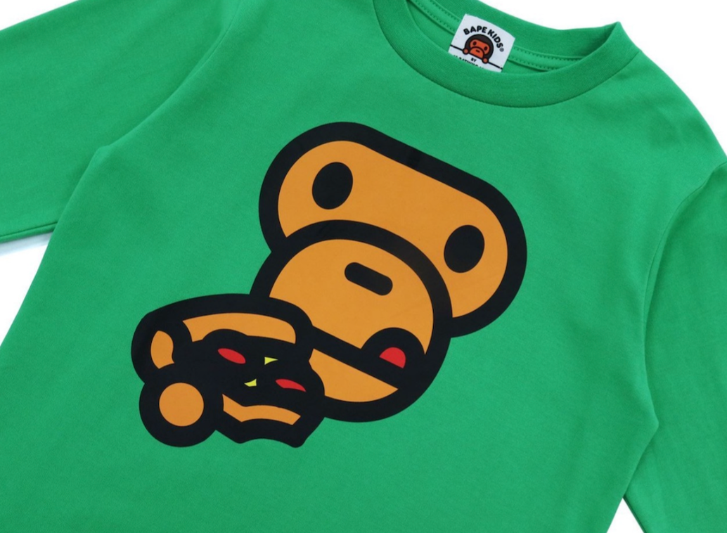 Bape Kids Baby Milo Pizza L/S Tee Green Size 120 K