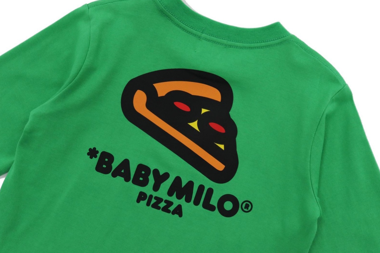 Bape Kids Baby Milo Pizza L/S Tee Green Size 120 K