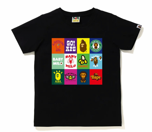Bape Kids Baby Milo Patchwork Black T-Shirt Size 90