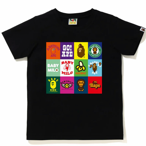 Bape Kids Baby Milo Patchwork Black T-Shirt Size 90
