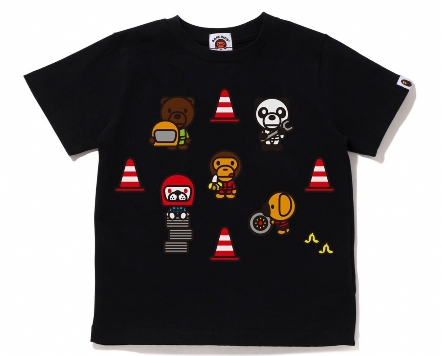 Bape Kids Baby Milo Black Racing T-Shirt #5 Size 90