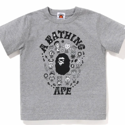 Bape Kids X Chocomoo Grey College T-Shirt Size 100