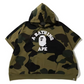 Bape 1st Camo Green College Poncho Pullover Hoodie Size XXL