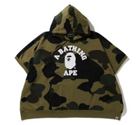Bape 1st Camo Green College Poncho Pullover Hoodie Size XXL