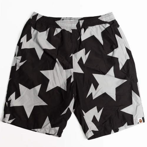 Bape Bapesta Pattern Black Beach Shorts Size XL