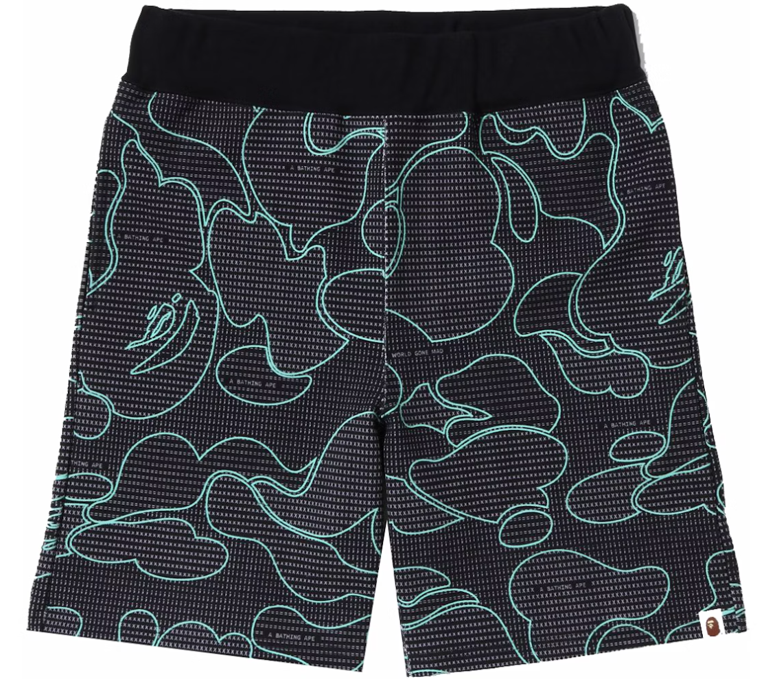 Bape Code Camo Black Sweat Shorts Size Large