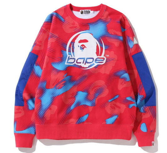 Bape Red Stroke Camo Relaxed Fit Crewneck Sweater Size Medium