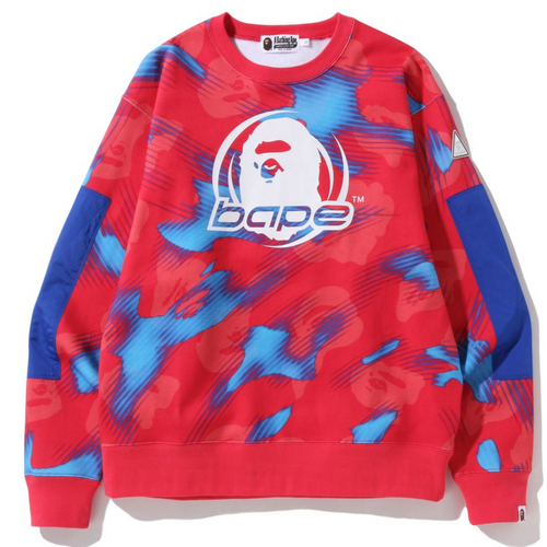Bape Red Stroke Camo Relaxed Fit Crewneck Sweater Size Medium
