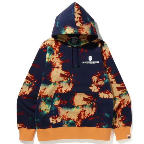 Bape Navy & Orange Tie-Dye Pullover Hoodie Size Large