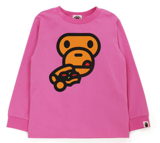 Bape Kids Baby Mllo Pizza L/S Tee Pink Size 130 K