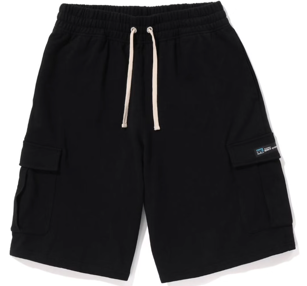Bape 6 Pocket Wide Fit Black Sweat Shorts Size Large