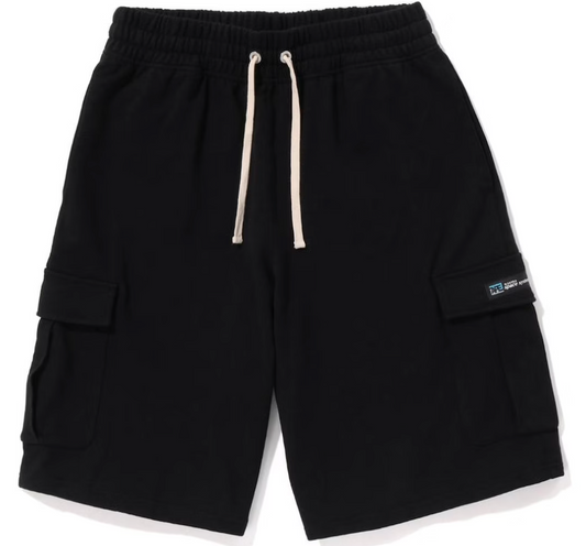 Bape 6 Pocket Wide Fit Black Sweat Shorts Size Large