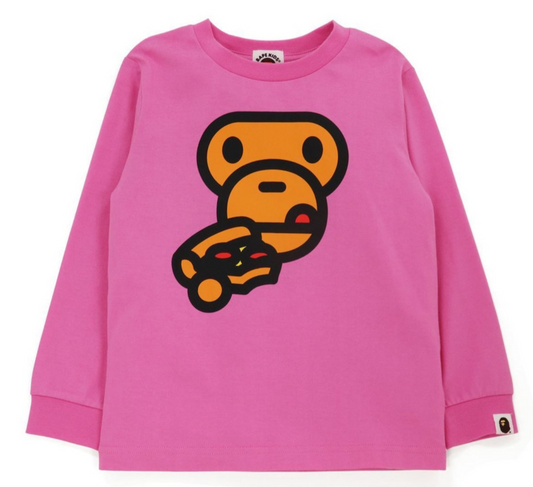 Bape Kids Baby Mllo Pizza L/S Tee Pink Size 120 K