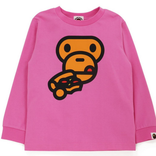 Bape Kids Baby Mllo Pizza L/S Tee Pink Size 120 K