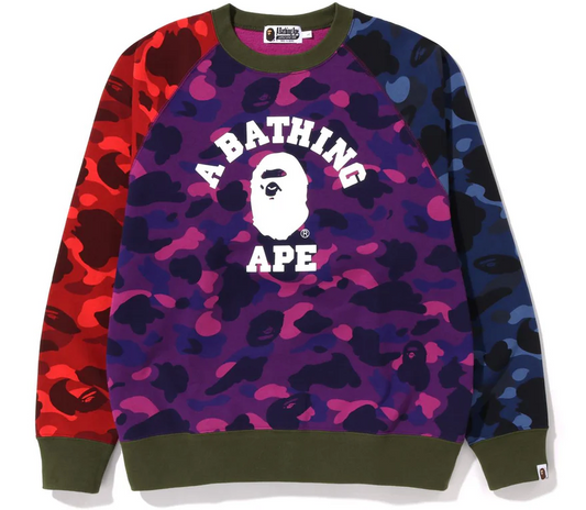 Bape Crazy Camo Relaxed Fit College Crewneck Sweater Size Large