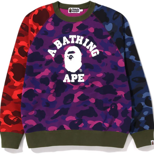 Bape Crazy Camo Relaxed Fit College Crewneck Sweater Size Large