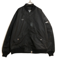 Bape Ursus Washed Nylon Loose Fit Black MA-1 Bomber Jacket Size Large