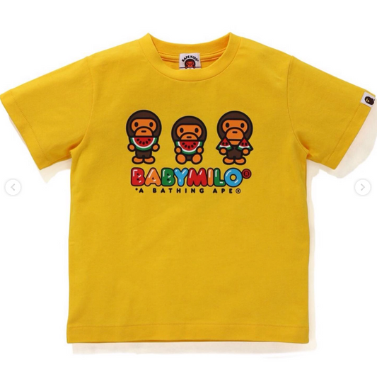 Bape Kids Baby Milo Watermelon Sumer Tee Yellow Size 130 K