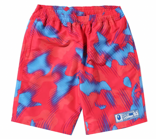 Bape Stroke Camo Red Beach Shorts Size Medium